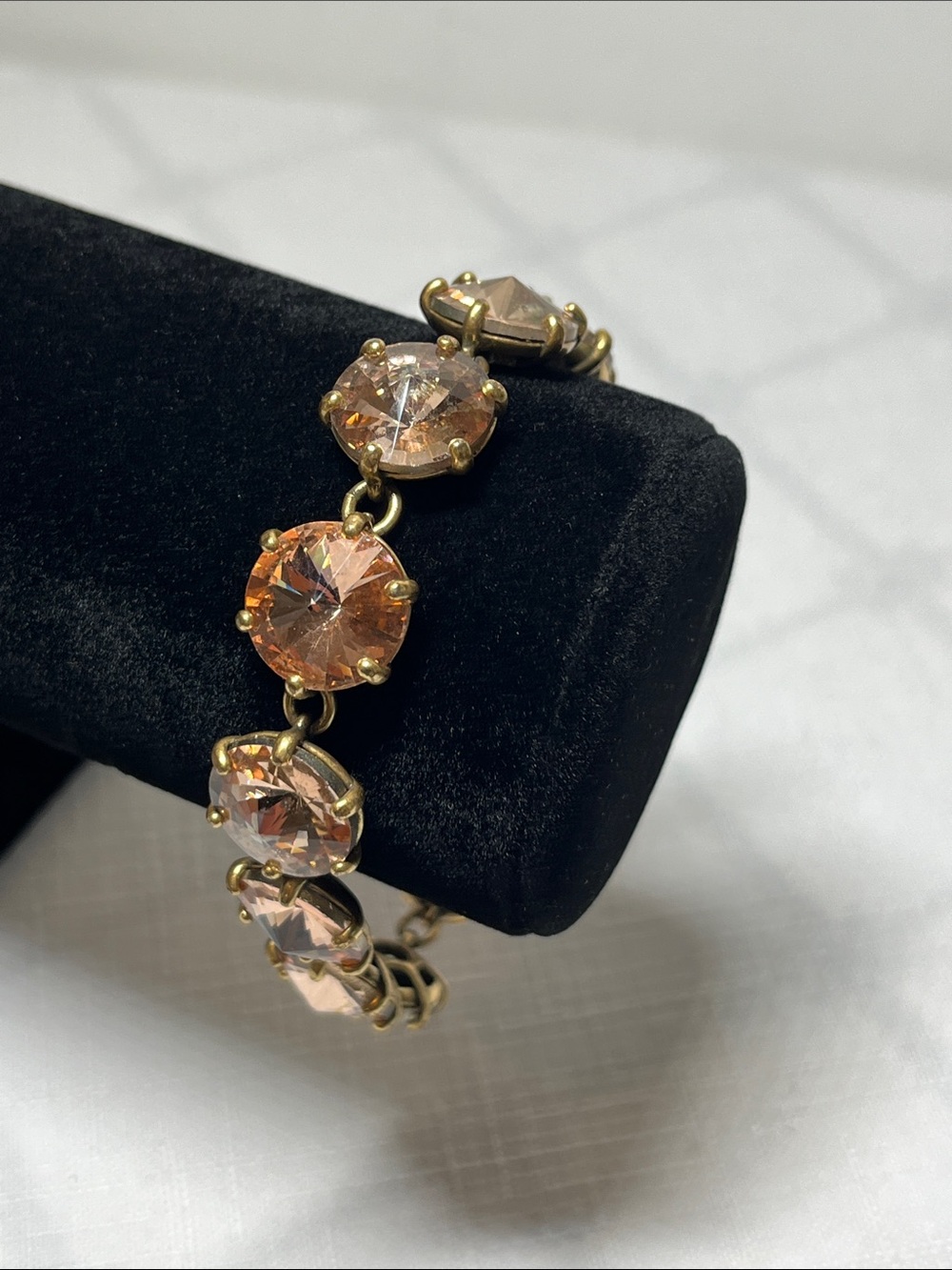 Lia Sophia Gold-Tone Peach Crystal Link Bracelet
